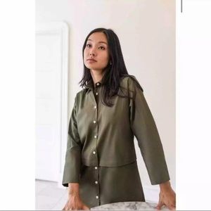 Vetta Capsule Convertible Shirt Dress Green Size S Small.